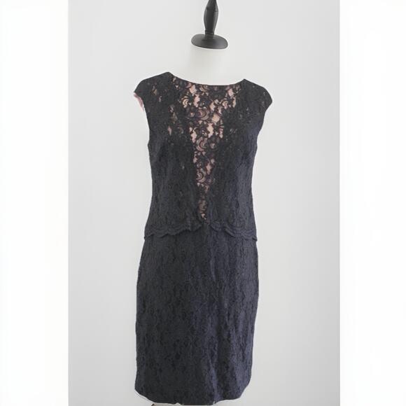 Ralph Lauren Black Lace Cap Sleeves Lined Cocktail Party Dress Fun Stylish Sz 6 - Picture 3 of 16